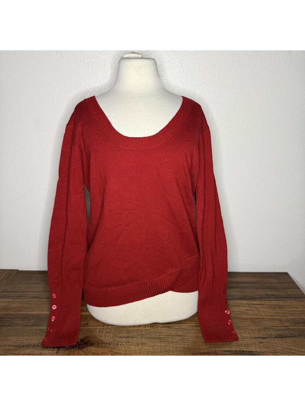 Dots Red Exposed Back Sweater Blouse Size XL